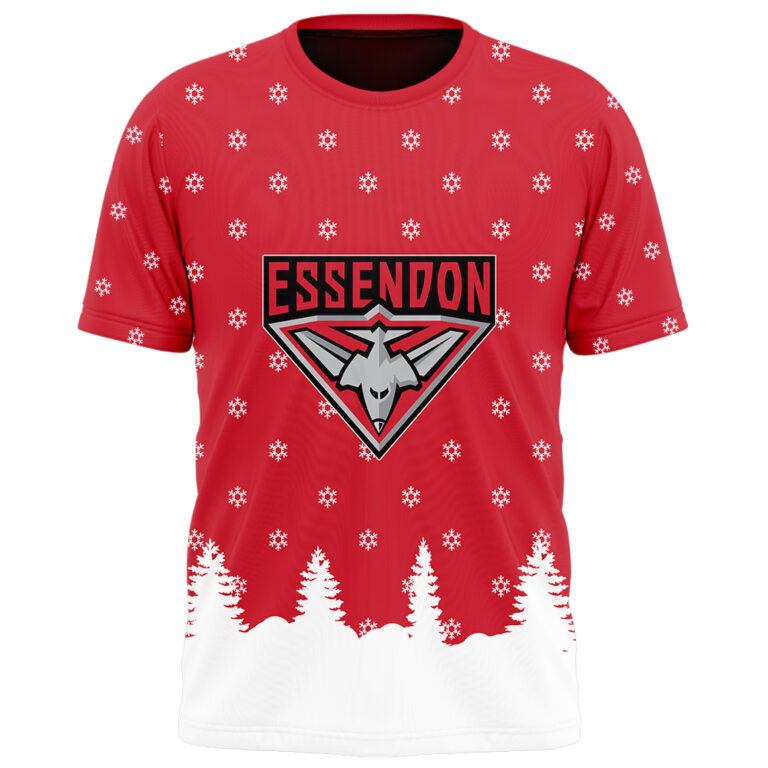 AFL Essendon Bombers Christmas | Custom Name & Number | Hoodie/Zip/T-Shirt/Polo/Knitted Sweaters/Long Paint