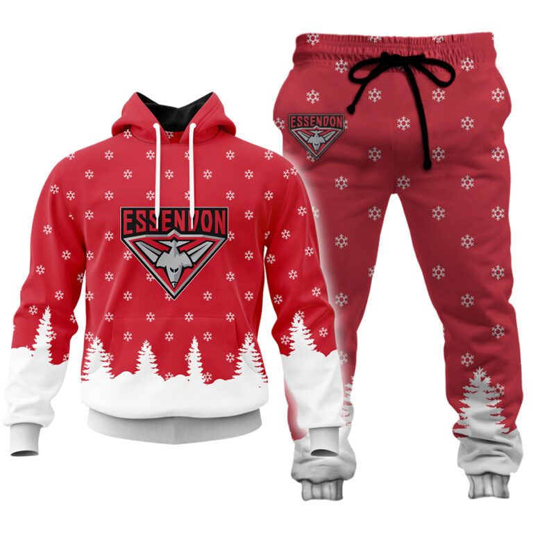 AFL Essendon Bombers Christmas | Custom Name & Number | Hoodie/Zip/T-Shirt/Polo/Knitted Sweaters/Long Paint
