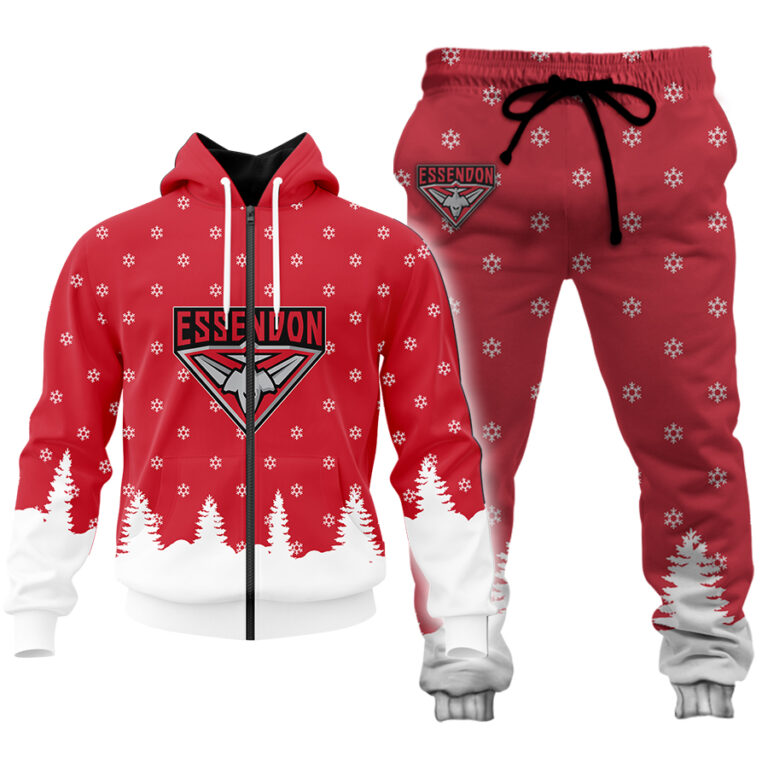 AFL Essendon Bombers Christmas | Custom Name & Number | Hoodie/Zip/T-Shirt/Polo/Knitted Sweaters/Long Paint