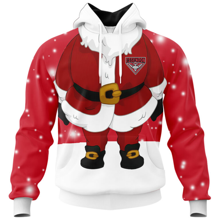 AFL Essendon Bombers Christmas | Custom Name & Number | Hoodie/Zip/T-Shirt/Polo/Knitted Sweaters