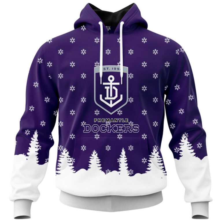 AFL Fremantle Dockers Christmas | Custom Name & Number | Hoodie/Zip/T-Shirt/Polo/Knitted Sweaters/Long Paint