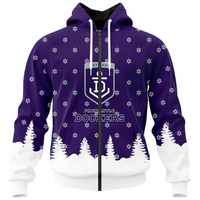 AFL Fremantle Dockers Christmas | Custom Name & Number | Hoodie/Zip/T-Shirt/Polo/Knitted Sweaters/Long Paint