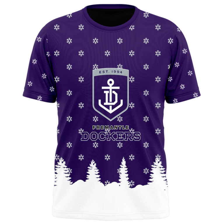 AFL Fremantle Dockers Christmas | Custom Name & Number | Hoodie/Zip/T-Shirt/Polo/Knitted Sweaters/Long Paint