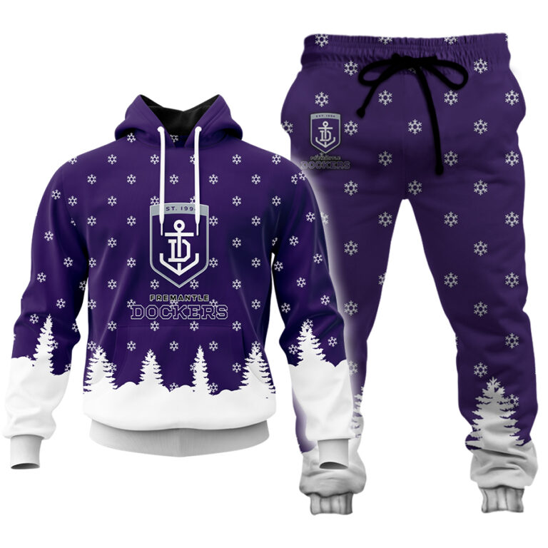 AFL Fremantle Dockers Christmas | Custom Name & Number | Hoodie/Zip/T-Shirt/Polo/Knitted Sweaters/Long Paint