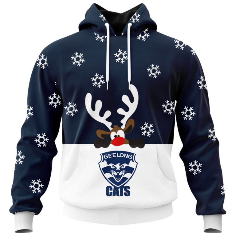 AFL Geelong Cats Christmas | Custom Name & Number | Hoodie/Zip/T-Shirt/Polo/Knitted Sweaters