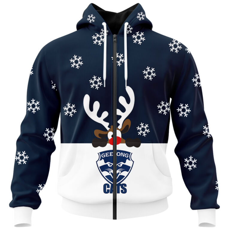 AFL Geelong Cats Christmas | Custom Name & Number | Hoodie/Zip/T-Shirt/Polo/Knitted Sweaters