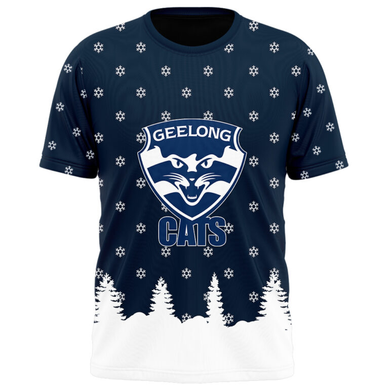 AFL Geelong Cats Christmas | Custom Name & Number | Hoodie/Zip/T-Shirt/Polo/Knitted Sweaters/Long Paint