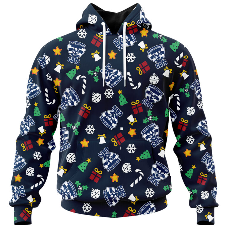 AFL Geelong Cats Christmas | Custom Name & Number | Hoodie/Zip/T-Shirt/Polo/Knitted Sweaters