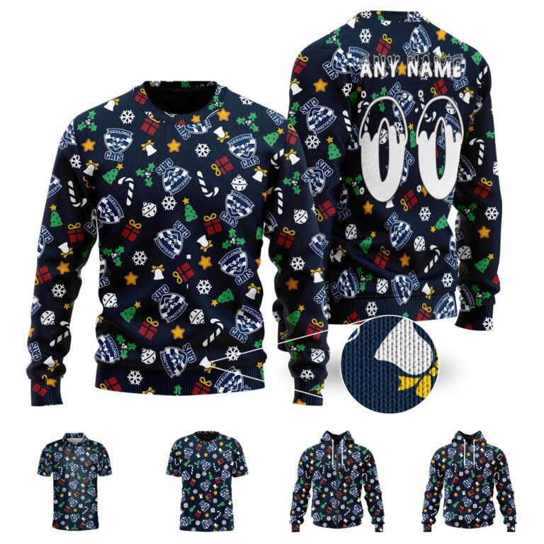 AFL Geelong Cats Christmas | Custom Name & Number | Hoodie/Zip/T-Shirt/Polo/Knitted Sweaters