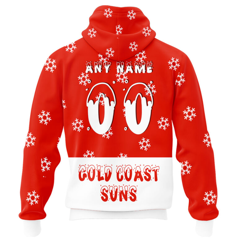 AFL Gold Coast Suns Christmas | Custom Name & Number | Hoodie/Zip/T-Shirt/Polo/Knitted Sweaters