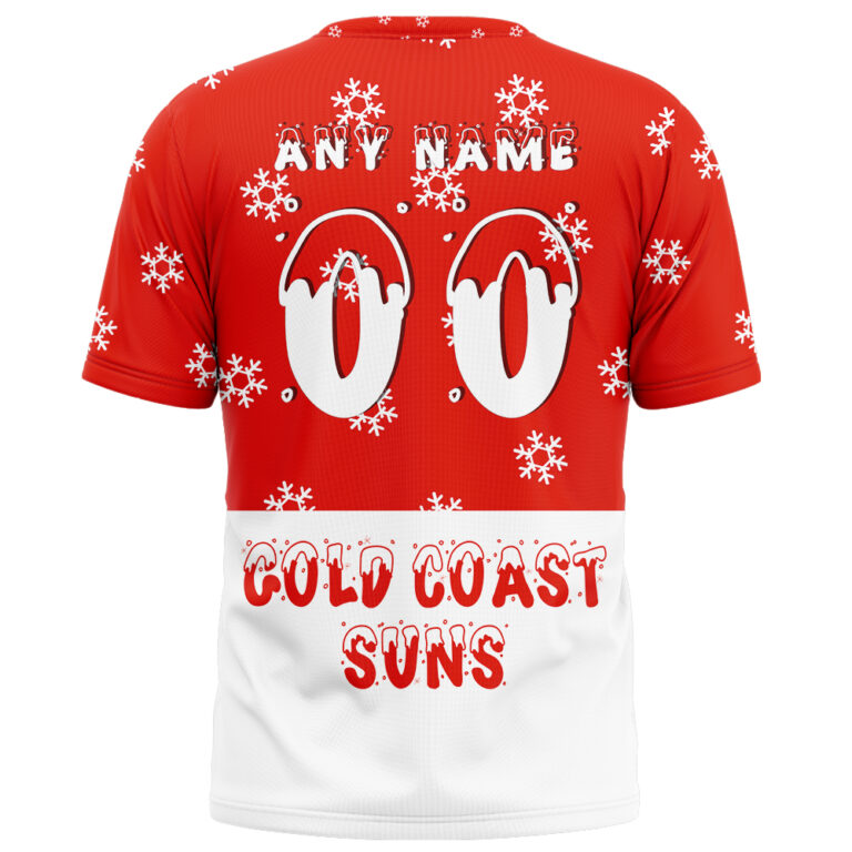 AFL Gold Coast Suns Christmas | Custom Name & Number | Hoodie/Zip/T-Shirt/Polo/Knitted Sweaters