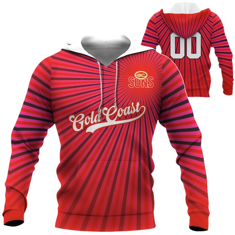 AFL Gold Coast Suns | Custom Name & Number | Hoodie/Zip/T-Shirt/Long Sleeve