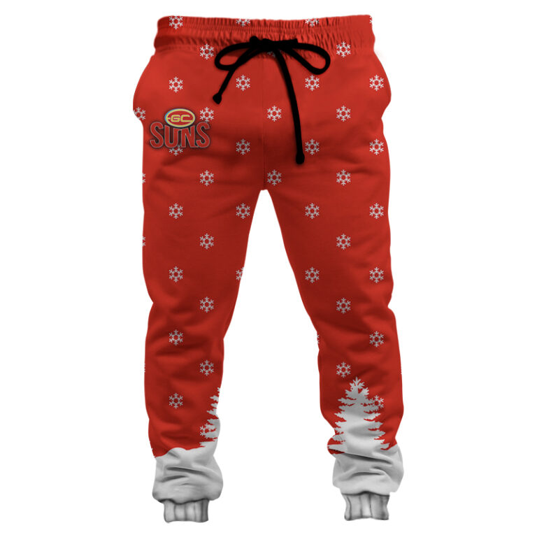 AFL Gold Coast Suns Christmas | Custom Name & Number | Hoodie/Zip/T-Shirt/Polo/Knitted Sweaters/Long Paint