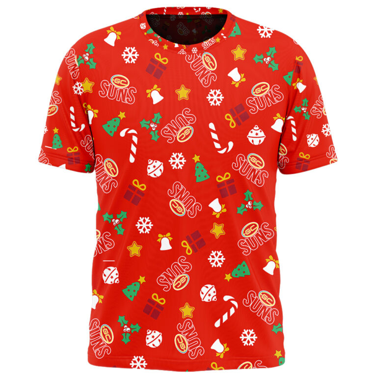 AFL Gold Coast Suns Christmas | Custom Name & Number | Hoodie/Zip/T-Shirt/Polo/Knitted Sweaters