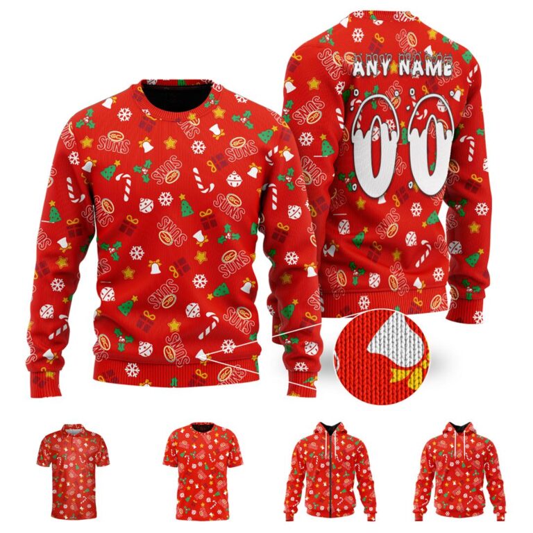 AFL Gold Coast Suns Christmas | Custom Name & Number | Hoodie/Zip/T-Shirt/Polo/Knitted Sweaters