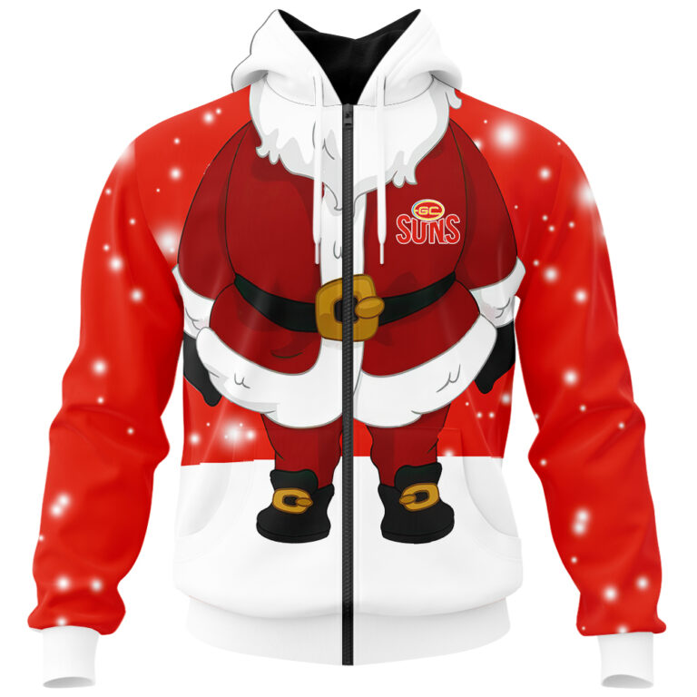 AFL Gold Coast Suns Christmas | Custom Name & Number | Hoodie/Zip/T-Shirt/Polo/Knitted Sweaters