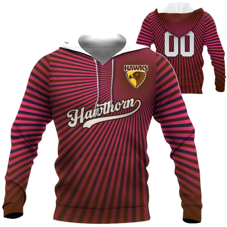 AFL Hawthorn Hawks | Custom Name & Number | Hoodie/Zip/T-Shirt/Long Sleeve