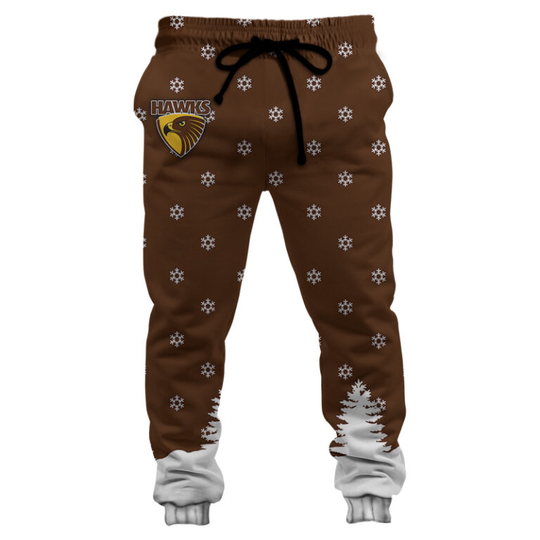 AFL Hawthorn Hawks Christmas | Custom Name & Number | Hoodie/Zip/T-Shirt/Polo/Knitted Sweaters/Long Paint