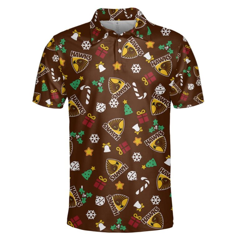 AFL Hawthorn Hawks Christmas | Custom Name & Number | Hoodie/Zip/T-Shirt/Polo/Knitted Sweaters