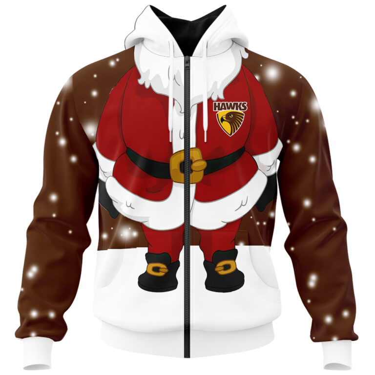 AFL Hawthorn Hawks Christmas | Custom Name & Number | Hoodie/Zip/T-Shirt/Polo/Knitted Sweaters