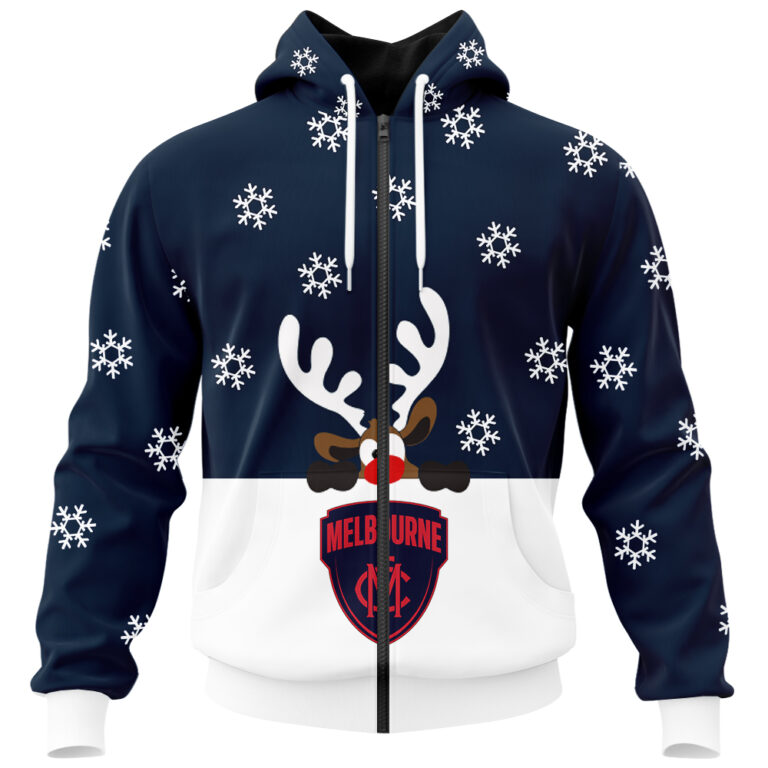 AFL Melbourne Demons Christmas | Custom Name & Number | Hoodie/Zip/T-Shirt/Polo/Knitted Sweaters