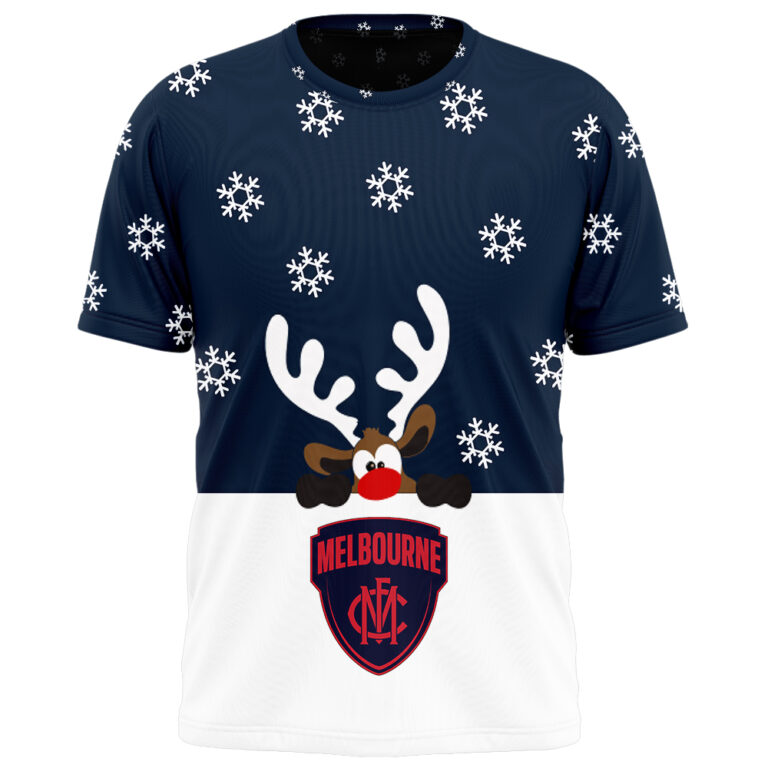 AFL Melbourne Demons Christmas | Custom Name & Number | Hoodie/Zip/T-Shirt/Polo/Knitted Sweaters