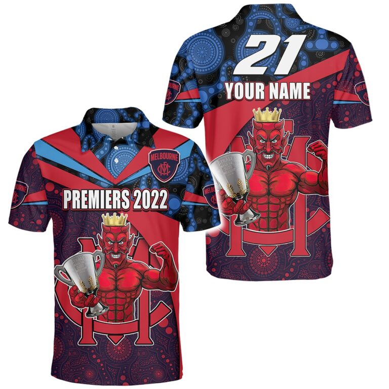 AFL Melbourne Demons Premiers 2022 Custom Name and Number | Hoodie / Zip / T-Shirt / Long Sleeve / Polo / Haiwaiian / Oodie
