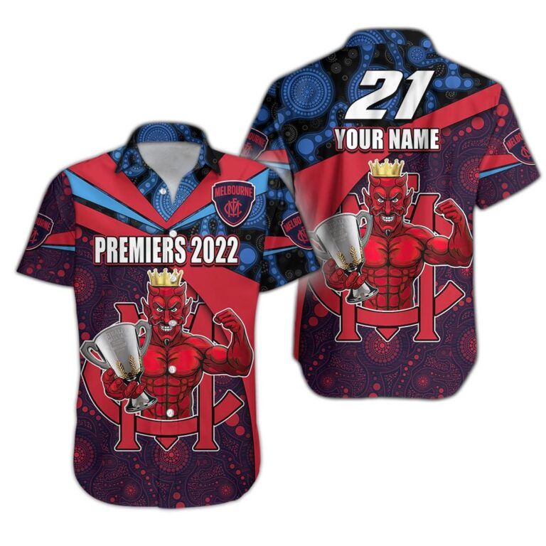 AFL Melbourne Demons Premiers 2022 Custom Name and Number | Hoodie / Zip / T-Shirt / Long Sleeve / Polo / Haiwaiian / Oodie