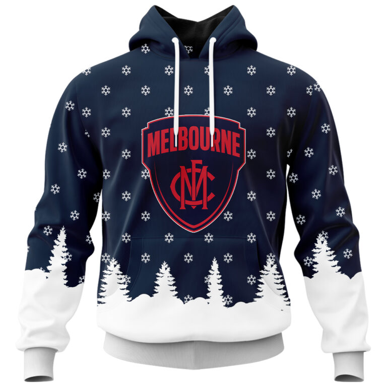 AFL Melbourne Demons Christmas | Custom Name & Number | Hoodie/Zip/T-Shirt/Polo/Knitted Sweaters/Long Paint