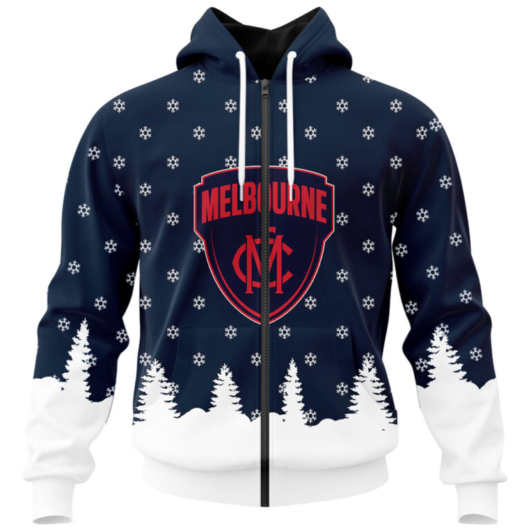 AFL Melbourne Demons Christmas | Custom Name & Number | Hoodie/Zip/T-Shirt/Polo/Knitted Sweaters/Long Paint