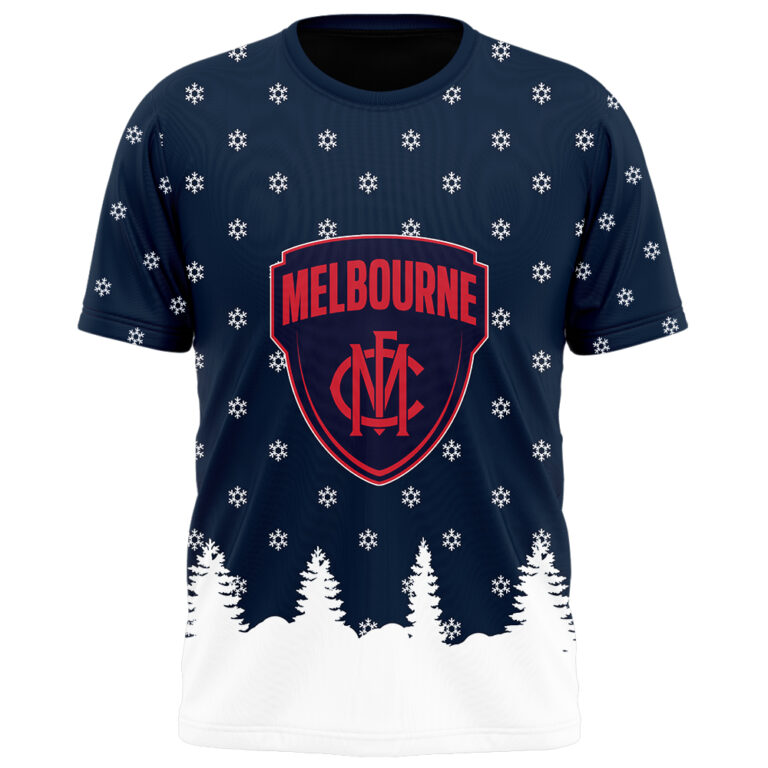 AFL Melbourne Demons Christmas | Custom Name & Number | Hoodie/Zip/T-Shirt/Polo/Knitted Sweaters/Long Paint