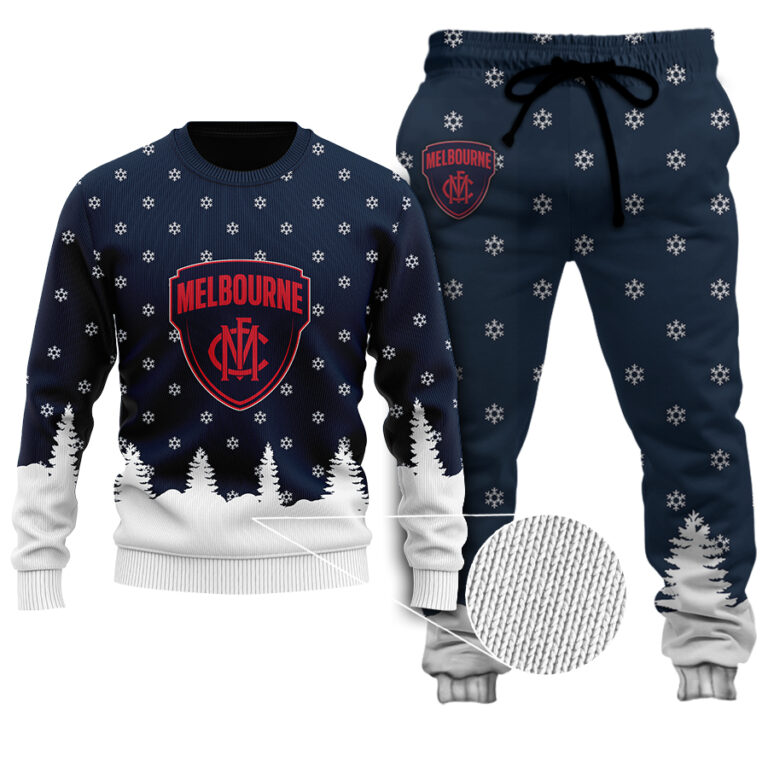 AFL Melbourne Demons Christmas | Custom Name & Number | Hoodie/Zip/T-Shirt/Polo/Knitted Sweaters/Long Paint