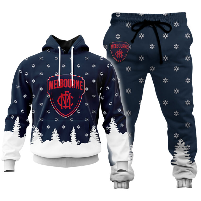AFL Melbourne Demons Christmas | Custom Name & Number | Hoodie/Zip/T-Shirt/Polo/Knitted Sweaters/Long Paint