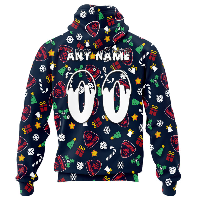 AFL Melbourne Demons Christmas | Custom Name & Number | Hoodie/Zip/T-Shirt/Polo/Knitted Sweaters