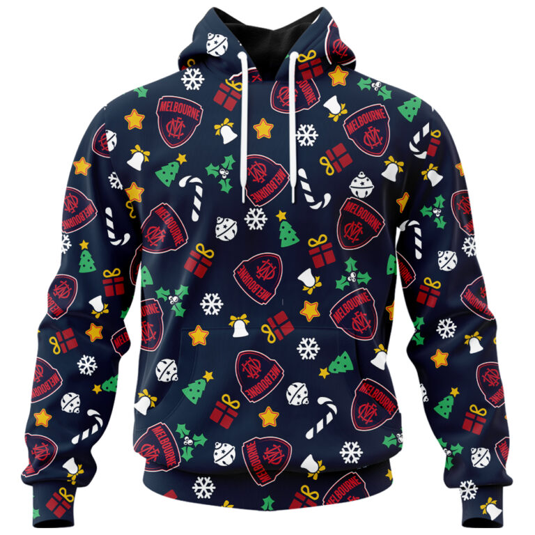 AFL Melbourne Demons Christmas | Custom Name & Number | Hoodie/Zip/T-Shirt/Polo/Knitted Sweaters