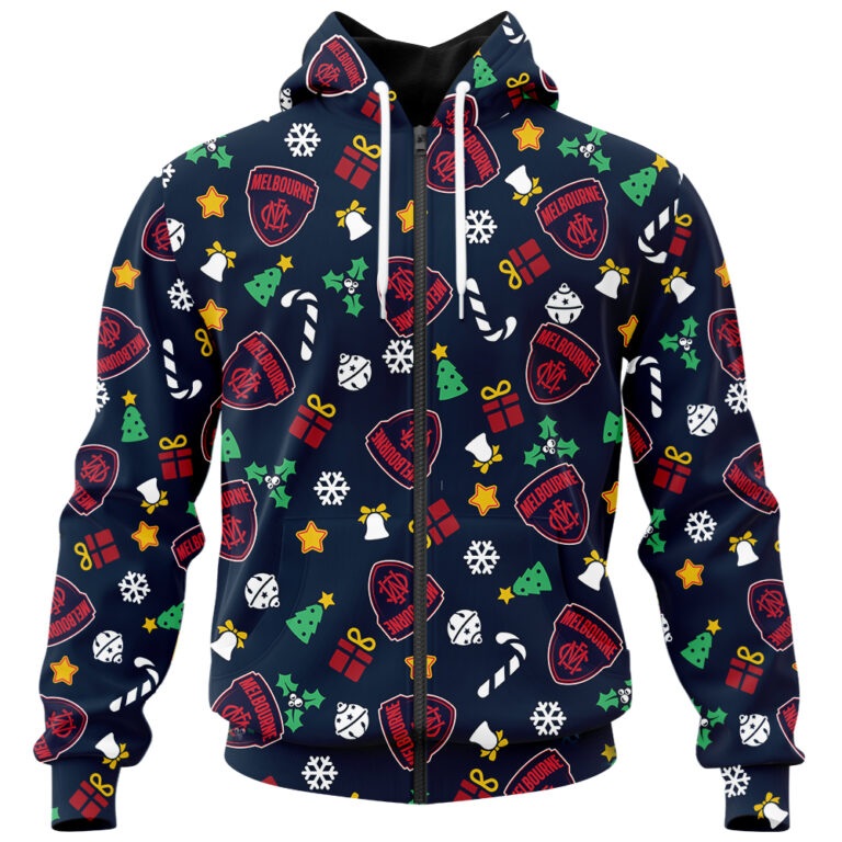 AFL Melbourne Demons Christmas | Custom Name & Number | Hoodie/Zip/T-Shirt/Polo/Knitted Sweaters