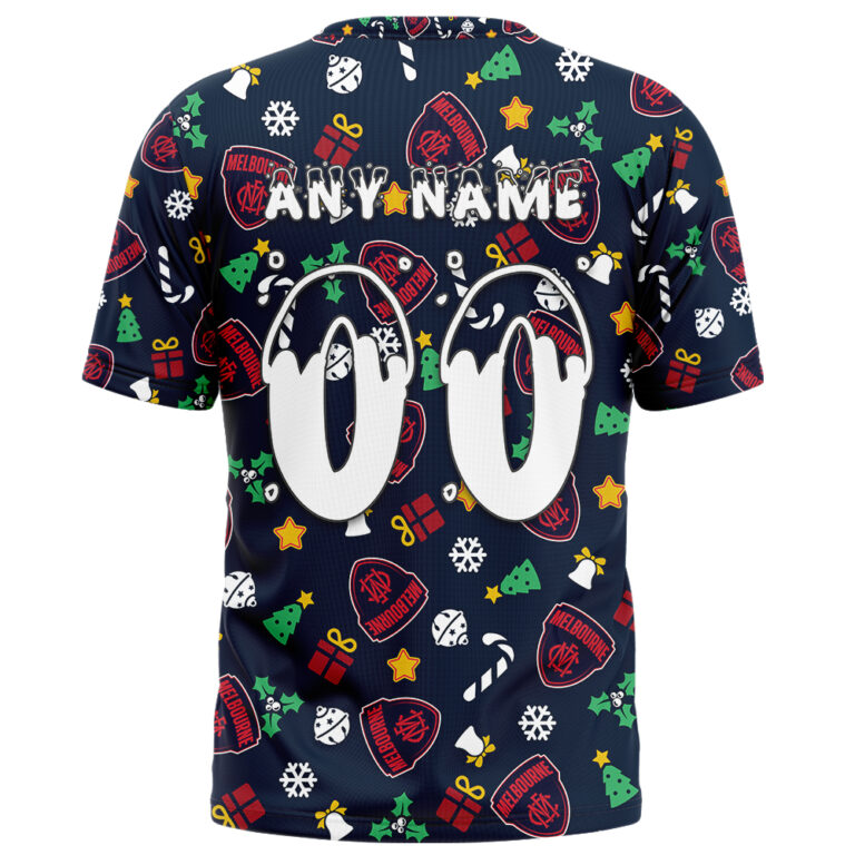 AFL Melbourne Demons Christmas | Custom Name & Number | Hoodie/Zip/T-Shirt/Polo/Knitted Sweaters