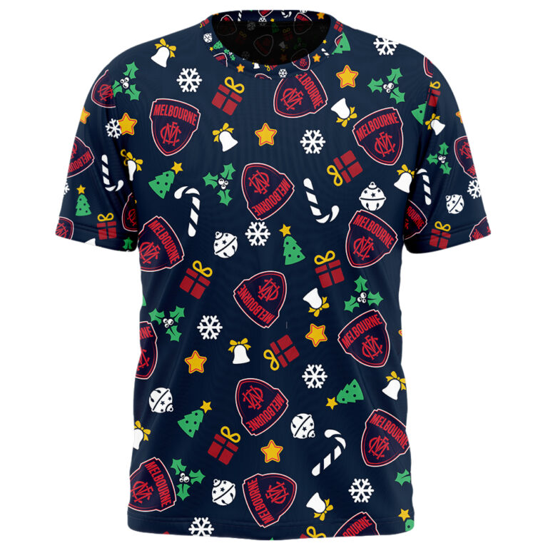 AFL Melbourne Demons Christmas | Custom Name & Number | Hoodie/Zip/T-Shirt/Polo/Knitted Sweaters