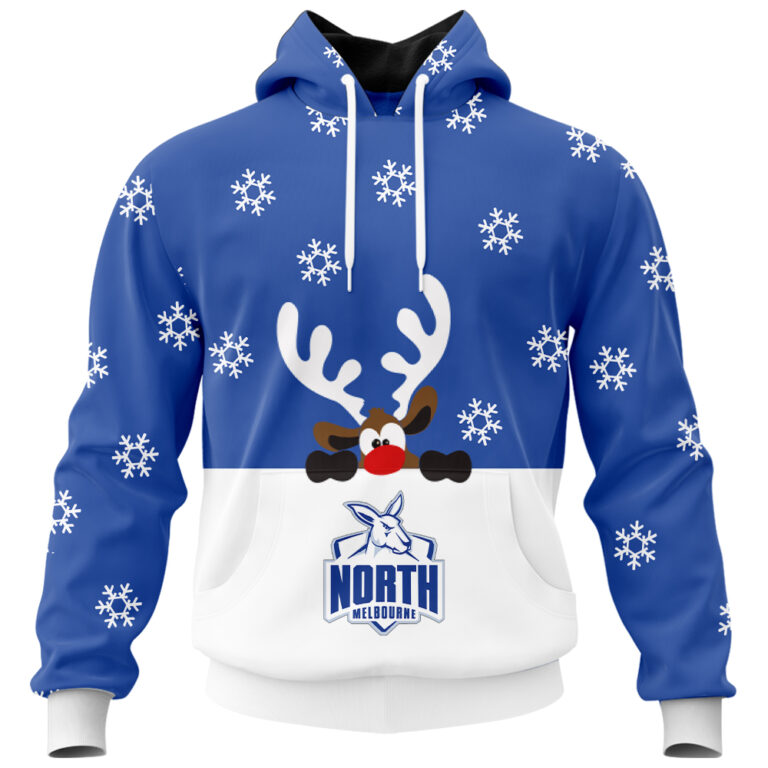 AFL North Melbourne Kangaroos Christmas | Custom Name & Number | Hoodie/Zip/T-Shirt/Polo/Knitted Sweaters