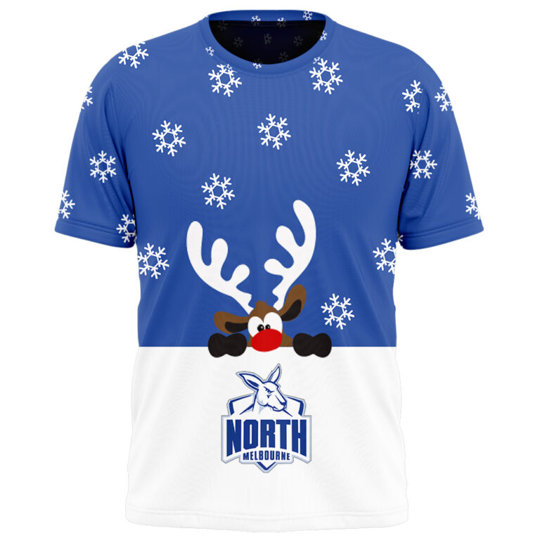 AFL North Melbourne Kangaroos Christmas | Custom Name & Number | Hoodie/Zip/T-Shirt/Polo/Knitted Sweaters