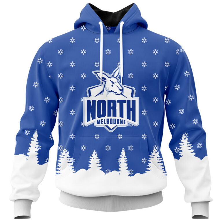 AFL North Melbourne Kangaroos Christmas | Custom Name & Number | Hoodie/Zip/T-Shirt/Polo/Knitted Sweaters/Long Paint