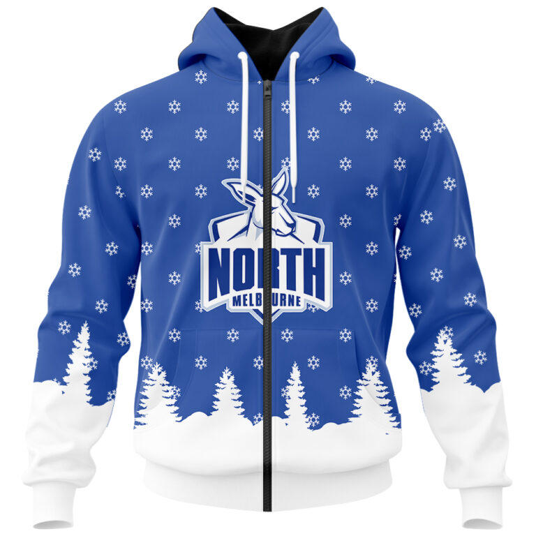 AFL North Melbourne Kangaroos Christmas | Custom Name & Number | Hoodie/Zip/T-Shirt/Polo/Knitted Sweaters/Long Paint