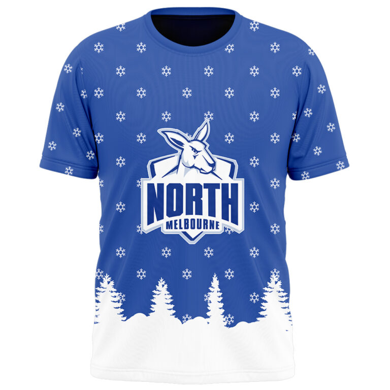 AFL North Melbourne Kangaroos Christmas | Custom Name & Number | Hoodie/Zip/T-Shirt/Polo/Knitted Sweaters/Long Paint