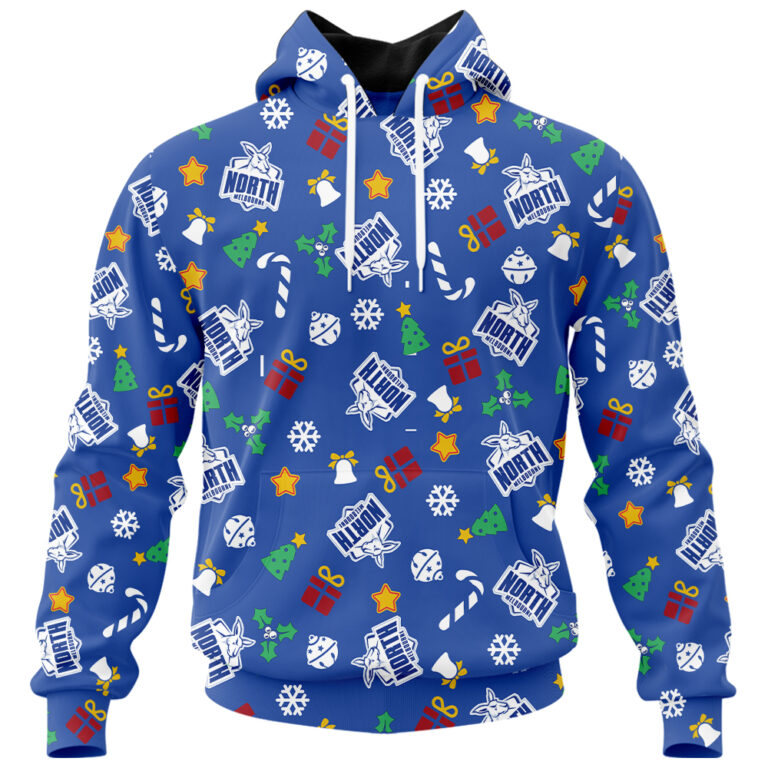 AFL North Melbourne Kangaroos Christmas | Custom Name & Number | Hoodie/Zip/T-Shirt/Polo/Knitted Sweaters