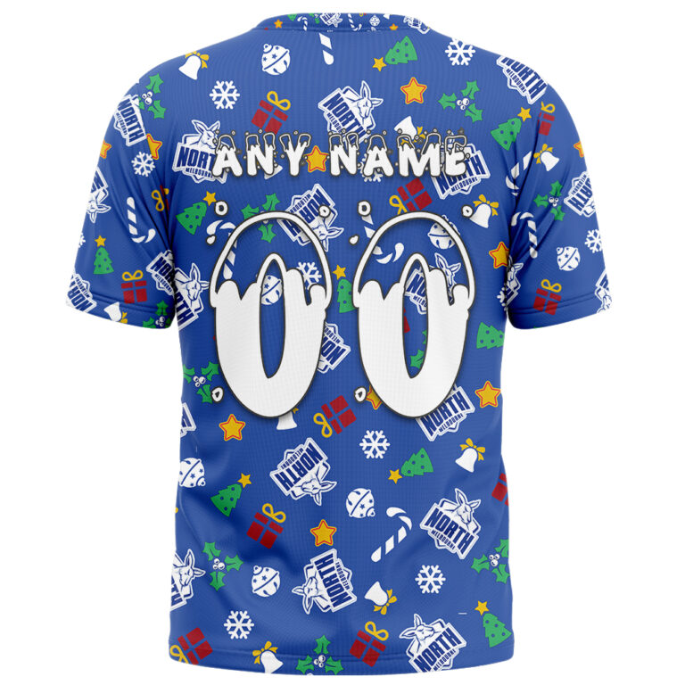 AFL North Melbourne Kangaroos Christmas | Custom Name & Number | Hoodie/Zip/T-Shirt/Polo/Knitted Sweaters
