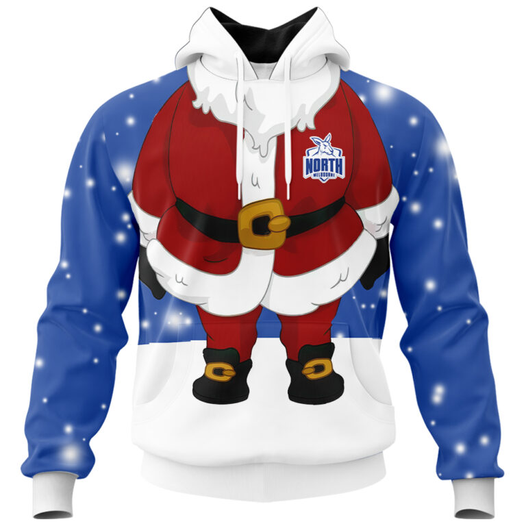 AFL North Melbourne Kangaroos Christmas | Custom Name & Number | Hoodie/Zip/T-Shirt/Polo/Knitted Sweaters