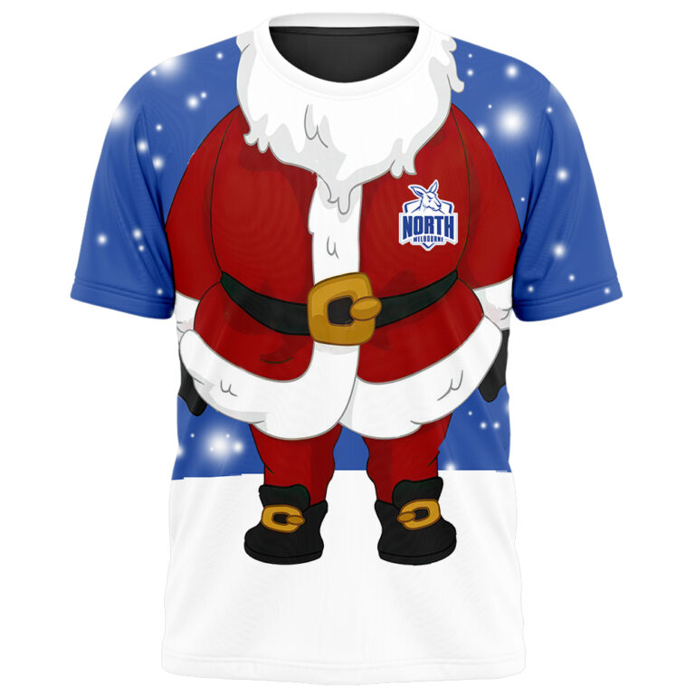 AFL North Melbourne Kangaroos Christmas | Custom Name & Number | Hoodie/Zip/T-Shirt/Polo/Knitted Sweaters