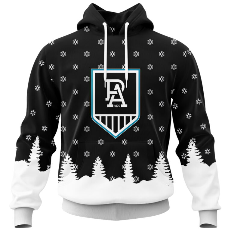 AFL Port Adelaide Power Christmas | Custom Name & Number | Hoodie/Zip/T-Shirt/Polo/Knitted Sweaters/Long Paint