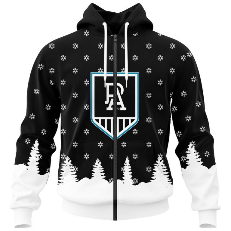 AFL Port Adelaide Power Christmas | Custom Name & Number | Hoodie/Zip/T-Shirt/Polo/Knitted Sweaters/Long Paint