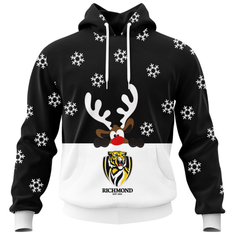AFL Richmond Tigers Christmas | Custom Name & Number | Hoodie/Zip/T-Shirt/Polo/Knitted Sweaters